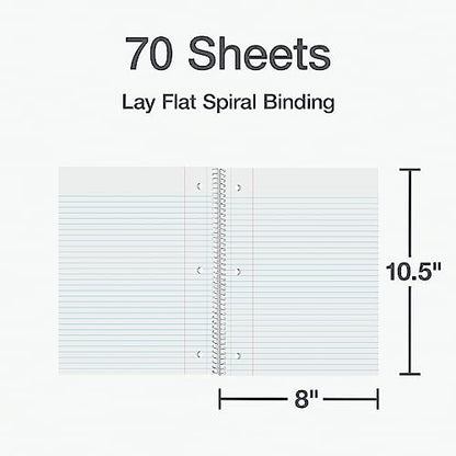 Oxford Spiral Notebook 1-Subject, Bulk College Ruled Spiral Notebooks for School, College Ruled Paper, Black Covers, 70 Perforated Lined Sheets, 8 x 10-1/2 Inches, 12-Pack, Bulk Journals (63744)