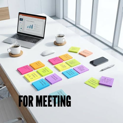 Sticky Notes 3x3 Inches,Bright Colors Self-Stick Pads, Easy to Post for Home, Office, Notebook, 82 Sheets/pad