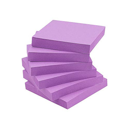 Early Buy Sticky Notes 3x3 inch, Purple Color Self-Stick Notes 6 Pads | 100 sheets/pad, repositionable adhesive, ideal for reminders, and office organization - color: Purple
