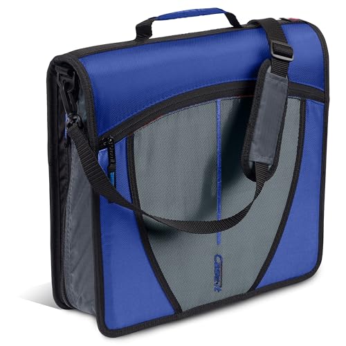 Case-it Mighty Zip Tab School Zipper Binder | 3-Inch O-Rings, 600-Sheet Capacity, 5-Subject Expanding File Folder, Multiple Pockets & Storage Organizer, Shoulder Strap | D-146 Midnight Blue - color: B Midnight Blue, size: 1 Pack