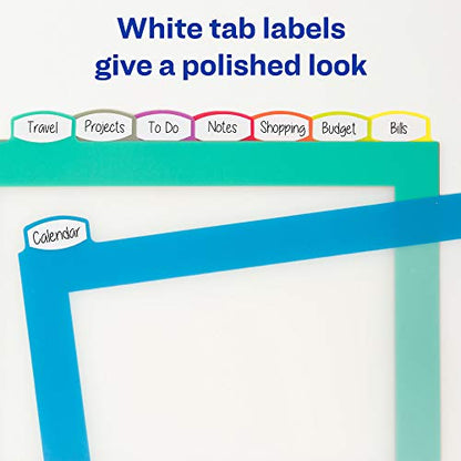 Avery Ultralast Big Tab Plastic Dividers for 3 Ring Binders, 8-Tab Set, Multicolor with White Labels, 1 Set (24901) - size: 8 tab, style: 1 Set