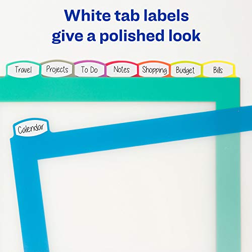 Avery® Ultralast Big Tab Plastic Dividers for 3 Ring Binders, 8-Tab Sets, Multicolor with White Labels, 24 Sets, 192 Divider Tabs (24901) - size: 8 tab, style: 24 Sets