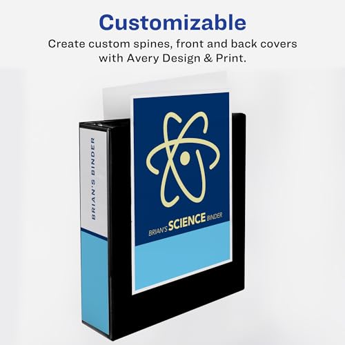 Avery Heavy-Duty View 3 Ring Binder, 2" One Touch Slant Rings, Holds 8.5" x 11" Paper, 1 White Binder (05504) - size: 2"