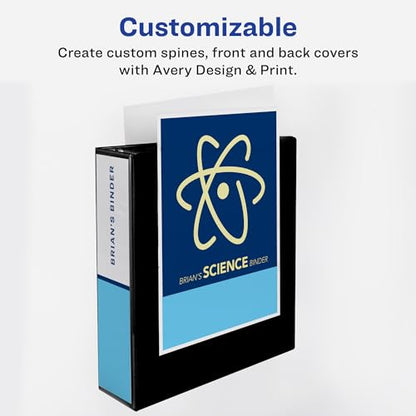 Avery Heavy-Duty View 3 Ring Binder, 2" One Touch Slant Rings, Holds 8.5" x 11" Paper, 1 White Binder (05504) - size: 2"