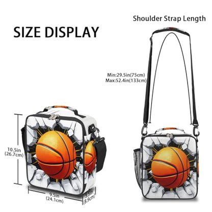 Basketball Boys Lunch Box for School Insulated Kids Lunch Box Reusable Leakproof Lunch Bag Thermal Cooler Tote Picnic Lunchbox with Adjustable Shoulder Strap Back to School Gifts for Teens Boys - color: Basketball