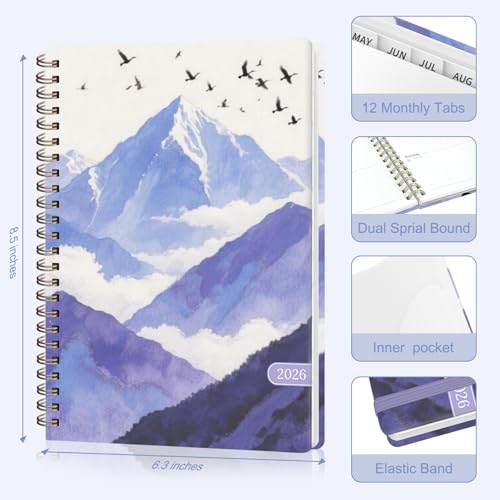 2026 Planner, Weekly and Monthly Calendar Planner Agenda, Jan 2026 - Dec 2026, Planning Academic Book, Office Desk Accessories and School Supplies - A5 (6.3'' x 8.5'') - color: C-Mountain Flight