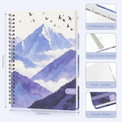 2026 Planner, Weekly and Monthly Calendar Planner Agenda, Jan 2026 - Dec 2026, Planning Academic Book, Office Desk Accessories and School Supplies - A5 (6.3'' x 8.5'') - color: C-Mountain Flight