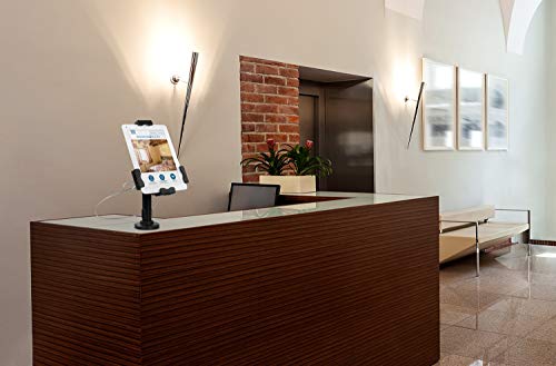 Mount-It! Universal Tablet POS Kiosk Stand with Cable Lock & Wall Mount Bracket, Adjustable Clamp for 7.9"–11" Tablets (Fits 5.3"–7.8" W x 7.8"–10.6" L), Compatible with iPad, Galaxy Tab & Surface Go - size: Counter - Bolt-on Base