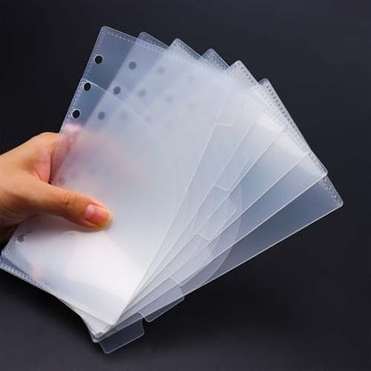 Mogoostry A6 Binder Pocket Cash Envelope 6-Tab Clear Plastic Binder Dividers with 2 Pockets for 6 Ring A6 Binder Sheet Protector Pouch Binder Folder Organizer (12 Sheets) - color: Clear - 2 Set