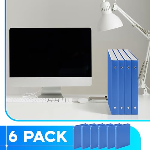 Henoyso Plastic 6 Pcs 1/2 Inch Mini 3 Ring Binders Fits 5.5" x 8.5" Paper, Holds(Capacity 100 Sheets), Flexible Three Round Rings Small Blue A5 Binders Bulk for School, Office Use, Photo Album Pages - color: Blue, size: 0.5 Inch