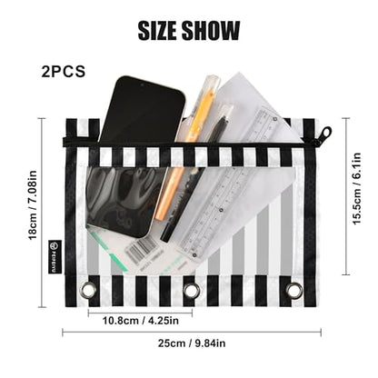 Gold Chessboard Binder Pouches 3 Ring for Boys Girls School Office College Supplies Yellow Buffalo Plaid Black Pencil Pouches Case Bag with Clear Window and Zipper 2 Pack - color: Gold