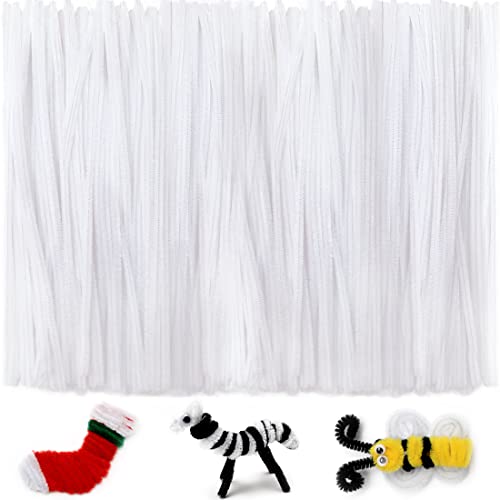 Iooleem 200pcs White Pipe Cleaners, Chenille Stems, Pipe Cleaners for Crafts, Pipe Cleaner Crafts, Art and Craft Supplies. - color: White, size: Small Pack