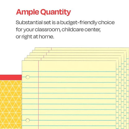 School Smart 3-Hole Punched Filler Paper, 8-1/2 x 11 Inches, Yellow, 100 Sheets
