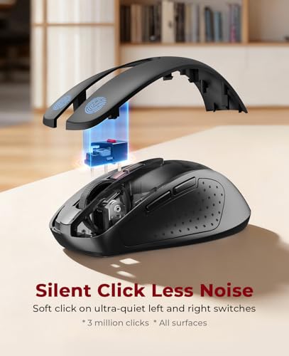 Redragon Wireless Mouse BT5.0/3.0 & 2.4G, 6 Buttons, 5 Level 4000DPI Bluetooth Mouse, 18 Months Battery, Portable Optical Computer Mice for Laptop, PC, Chromebook, Windows, Mac-Black - color: Black