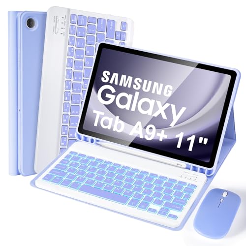 SOPPY Backlit Keyboard Case with Mouse for Samsung Galaxy Tab A9+ / A9 Plus 11 Inch 2023 (SM-X210/X215/X216/X218), Slim Cover with Detachable Wireless Keyboard for Galaxy Tab A9 Plus 11", Purple - color: Purple, size: Samsung Galaxy Tab A11+/A9+ 11"