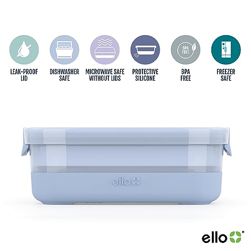 Ello Plastic Meal Prep Set BPA Free Plastic Food Storage Container with Silicone Boot and Airtight Lids, Dishwasher, Microwave, and Freezer Safe. - style: 3.7 Cup Meal Prep Melon