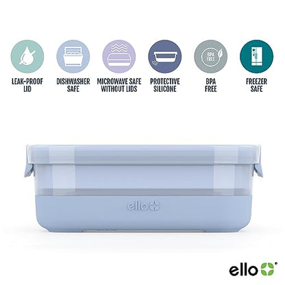 Ello Plastic Meal Prep Set BPA Free Plastic Food Storage Container with Silicone Boot and Airtight Lids, Dishwasher, Microwave, and Freezer Safe. - style: 3.7 Cup Meal Prep Melon
