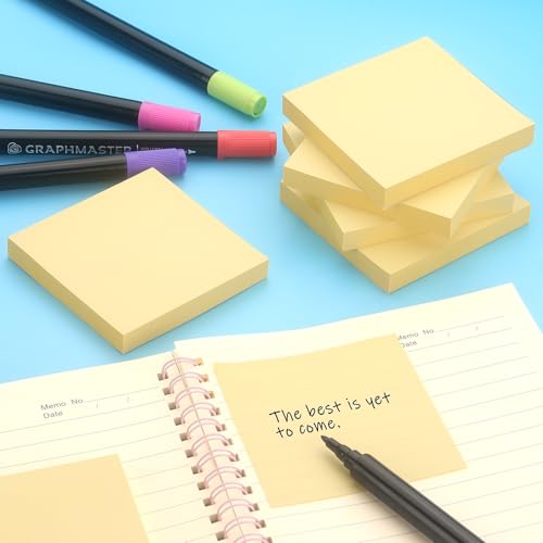 Early Buy Sticky Notes 3x3 Self-Stick Notes Yellow Color 6 Pads, 100 Sheets/Pad (Yellow) - color: Yellow