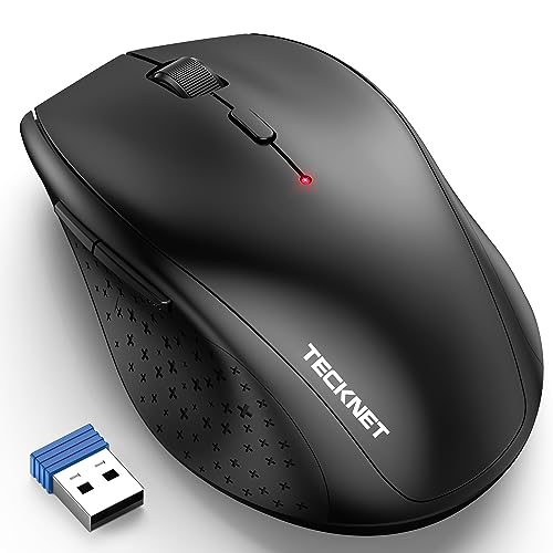 TECKNET Wireless Mouse, 2.4G Computer Mouse with 6-Level Adjustable 4800 DPI, 30 Months Battery, Ergonomic Grips, 6 Buttons Portable for PC, Chromebook, Mac - Carbon Black - color: Carbon Black