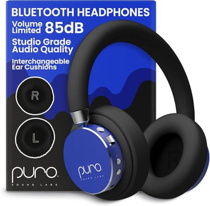 Puro Sound Labs Kids Wireless Headphones – Volume-Limiting 85dB, Built-In Mic, Studio-Grade Sound, 20-Hour Battery Life, Comfortable Fit & Easy to Connect Kids Bluetooth Headphones – BT2200 Plus, Blue - color: Blue