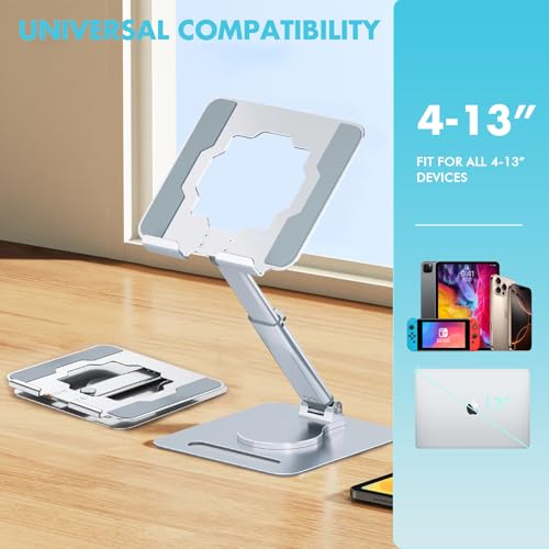 GuaziV 360° Adjustable Tablet Stand - Ergonomic Foldable Holder for iPad 10.2-12.9”, Kindle, Phones 4-13”, Anti-Slip Desktop Mount for Work, Cooking, Gaming & Reading