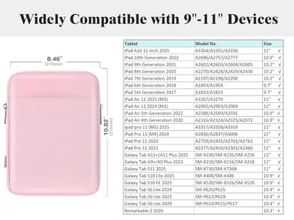TiMOVO 9-11" Tablet Sleeve Bag, Pink | Fit iPad 11" A16 2025 / 10.9"/10.2" / Air 11" 5/4 Gen / Galaxy Tab A9+/A11Plus 11", Fit Smart Keyboard - color: Pink, size: 9-11 Inch