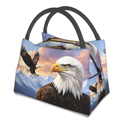 Lunch Box for Women,Bald Eagle Insulated Lunch Bag,Mountain Leakproof Thermal Insulation Cooler Tote Bags for Teacher Nurse Kids School Work Picnic - color: Bald Eagle