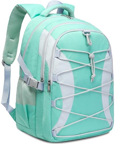 BLUEFAIRY Middle High School Backpack for Boys Girls Large Bookbag with Laptop Compartment Back to School Book Bags for Teens Teenagers Mochilas Escolares para Niños Niñas (Mint Green/Gray, Solid) - color: Mint Green/Gray