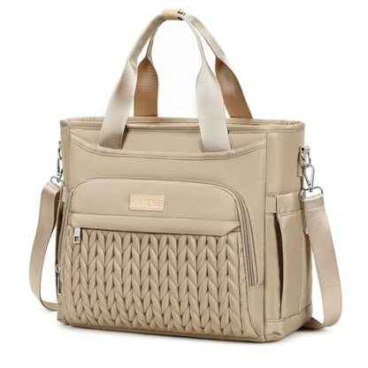 AIJIEKE Large Insulated Lunch Bag for Women Men, Work Lunch Box Tote, Khaki | Leakproof, durable multi-compartment cooler. Reusable with shoulder strap. Perfect for travel meal prep, picnic, beach - color: Brown Taupe