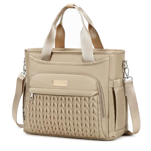 AIJIEKE Large Insulated Lunch Bag for Women Men, Work Lunch Box Tote, Khaki | Leakproof, durable multi-compartment cooler. Reusable with shoulder strap. Perfect for travel meal prep, picnic, beach - color: Brown Taupe