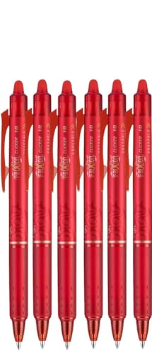 FriXion Clicker Retractable Erasable Gel Pen, Red, Bold Point, 6-pk; Bundle with Plastic Reusable Pouch - color: Red, size: 1 Count (Pack of 6)