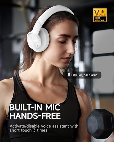 Picun B8 Bluetooth Headphones, 120 Hours Headphone Wireless Bluetooth, Hands-Free Calls, 3EQ & Game Mode, Foldable Headphones Over Ear for Travel Home Office Cellphone PC White - color: White
