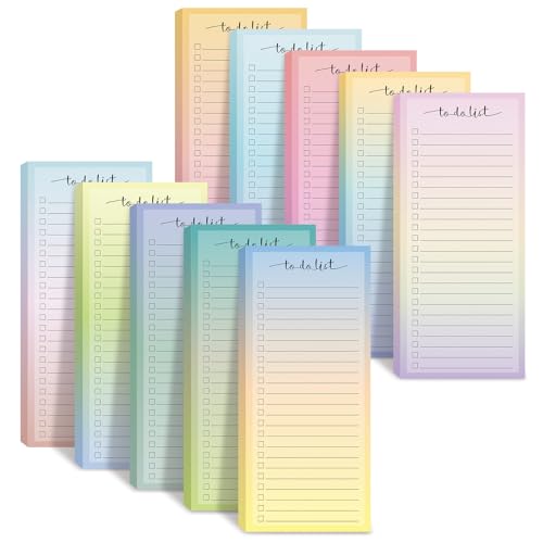 Censen 10 Pack 500 Sheets to Do List Notes Daily Checklist Notepad with 50 Sheets Undated Memo Pad Color Block Shopping List Weekly Plan Notepad Organizer Planners(Vivid Color,Lined) - color: Vivid Color, style: Lined