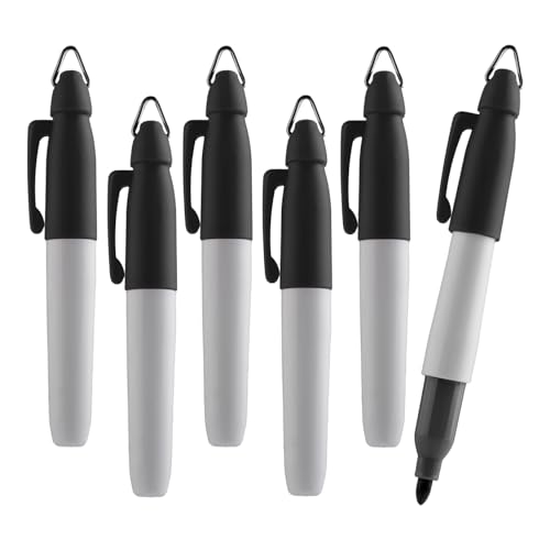 TH Golf Mini Permanent Markers, Assorted Colours, Fine Point, 6 Count (Black) - color: Black