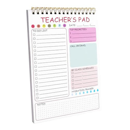 Newkita Teacher To Do List Notepad, 8.3x5.8 Inch Teacher Notepad, Spiral Checklist Notebook for Class Schedules, Daily Planner, School Tasks and Goal Setting (Pink) - color: Pink