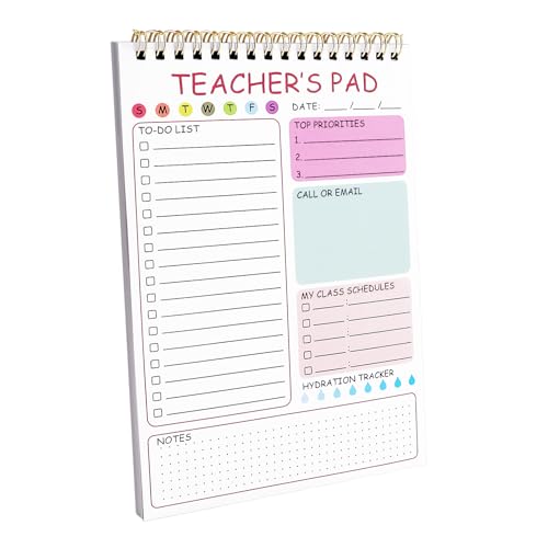 Newkita Teacher To Do List Notepad, 8.3x5.8 Inch Teacher Notepad, Spiral Checklist Notebook for Class Schedules, Daily Planner, School Tasks and Goal Setting (Pink) - color: Pink