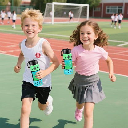 Personalized Game Water Bottle for Boys, Customized Kids Insulated Bottle with Name for Kids for School, Stainless Steel Thermo with Straw, 18oz - color: Game