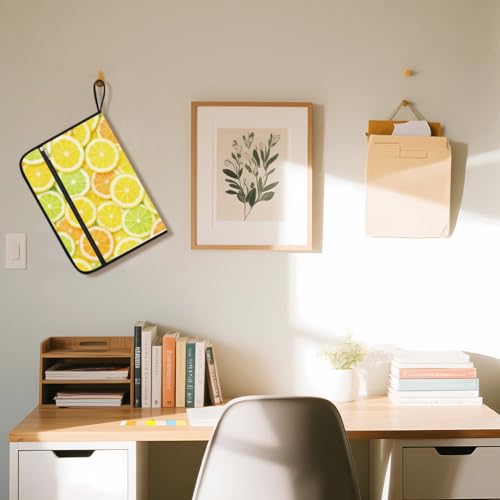 WEBEEDY 13 Pockets Expanding File Folder with Sticky Labels and Zipper, Lemon Theme Portable Accordion File Organizer Paperwork Folder for Documents A4 Paper Receipt Travel Office, Back to School
