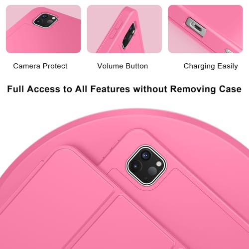 ZryXal iPad Pro 11 Inch Case (M5) 2025/ (M4) 2024 (Model: A2836/A2837/A3006), Trifold Stand Smart Cover with Pencil Holder and Soft TPU Back, Auto Wake/Sleep (New Peach Red) - color: New Peach Red