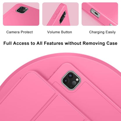 ZryXal iPad Pro 11 Inch Case (M5) 2025/ (M4) 2024 (Model: A2836/A2837/A3006), Trifold Stand Smart Cover with Pencil Holder and Soft TPU Back, Auto Wake/Sleep (New Peach Red) - color: New Peach Red