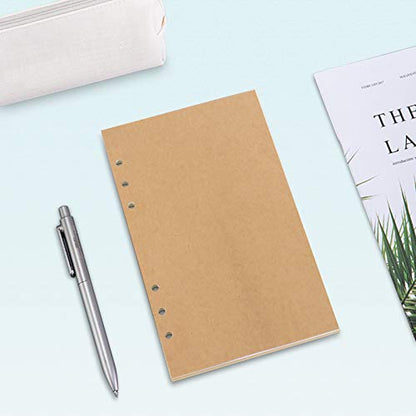A6 Refill Paper, [3 Pack] Toplive 100GSM Thick Refillable Paper 6 Hole Filler Inserts Loose Leaf Paper 135 Sheets (270 Pages) for 6 Ring Binder Journal Notebook-Kraft Paper - style: Kraft Blank 3 Pack