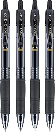 Pilot G2 Pens, Premium Refillable and Retractable Rolling Ball Gel Pens, Fine Point, 0.7mm, Black Ink, 4-Pack - color: Black