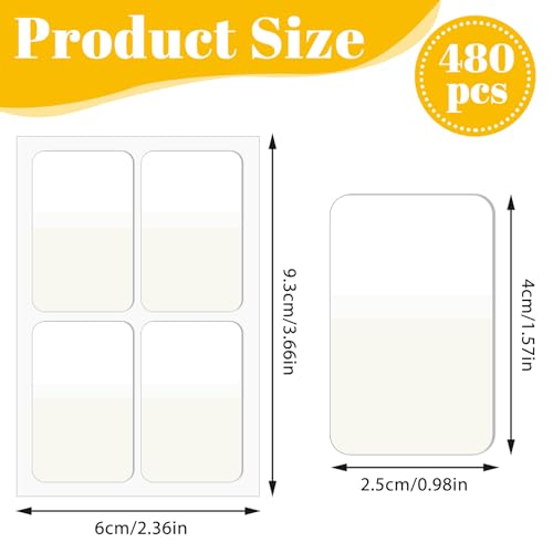480 Pcs Sticky Index Tabs,Writable File Tab Sticky Tabs for Notebooks,Binders,File Folders,Books(White,1.6 X 1 Inch)