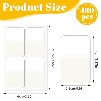 480 Pcs Sticky Index Tabs,Writable File Tab Sticky Tabs for Notebooks,Binders,File Folders,Books(White,1.6 X 1 Inch)