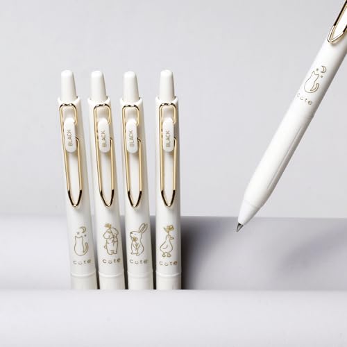Retractable Rolling Ball Pens 0.35mm Ultra Fine Point,White Barrels,Black Gel Ink,Pack of 8,Smooth Writing For Journaling, Notetaking,Cute Office School Supplies Gifts for Women and Girls