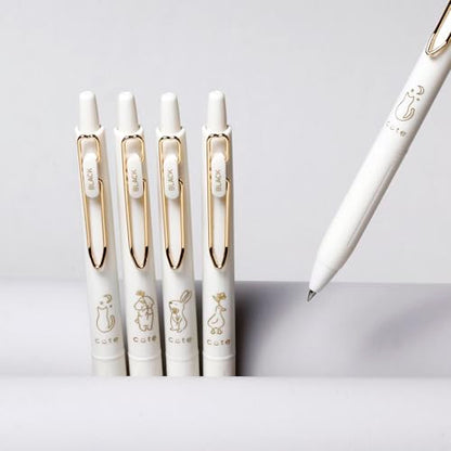 Retractable Rolling Ball Pens 0.35mm Ultra Fine Point,White Barrels,Black Gel Ink,Pack of 8,Smooth Writing For Journaling, Notetaking,Cute Office School Supplies Gifts for Women and Girls