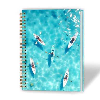 XUNLURY Summer Coastal Beach Notebook, Turquoise Ocean Boating Journal, Boating Gifts for Men Women Journal, Beach Lover Gifts Hardcover Spiral Notebooks, 5.5x8.3 Inch - color: Color_Cc