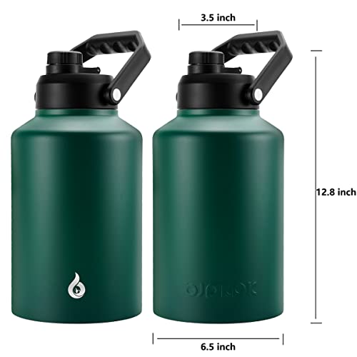BJPKPK One Gallon(128 oz) Insulated Water Bottle, Dishwasher Safe Stainless Steel Jug, BPA Free Jug with Ergonomic Handle & Anti-slip Bottom, Large Water Bottle, Army Green - color: Army Green, style: 128oz