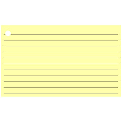 Colonial Cards: 150 Color Cardstock 3" x 5" Index Cards, Light Yellow, Lined Landscape Format with Corner 1-Hole Punched and 4 Binder Rings - color: light yellow