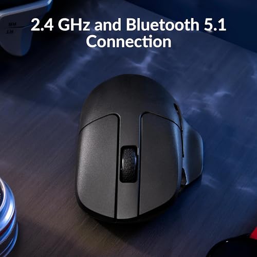 Keychron M7 Wireless Computer Mouse, 26K DPI Optical Computer Mouse, 2.4 GHz/Bluetooth/Wired with Macro Button 63g Lightweight Ergonomic, Up to 70 Hours Worktime for Laptop macOS/Windows - Black - color: Black, style: 1K Polling Rate
